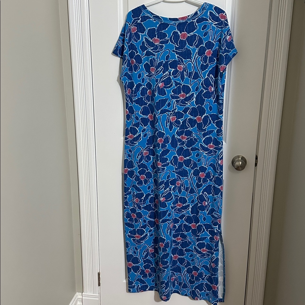 Sz L🇨🇦⭐️NWT Hatley Blake Textured Peonies Maxi Dress PTP 21”+ Stretch - Picture 7 of 11